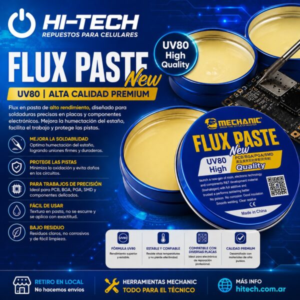 FLUX EN PASTA UV80 60G (LIBRE DE AHOLOGENOS) - MECHANIC